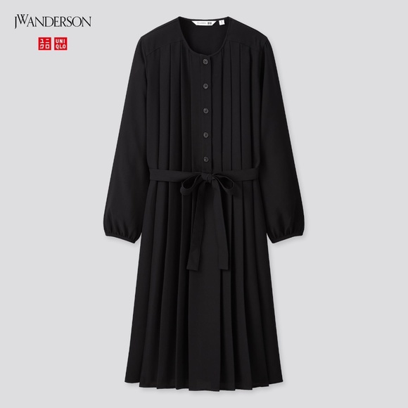 Uniqlo Dresses & Skirts - UNIQLO JW Anderson JWA Pleated Long Sleeve Dress Black Size Large L